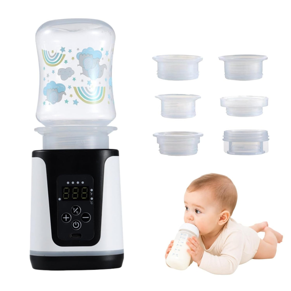 Portable Baby Bottle Warmer - Dual Heating Modes for Breast Milk & Formula Water, Up to 15 Warmings On-the-Go Cordless Quick Heater, Smart LED Screen Constant Temperature Infant Newborn Essentials