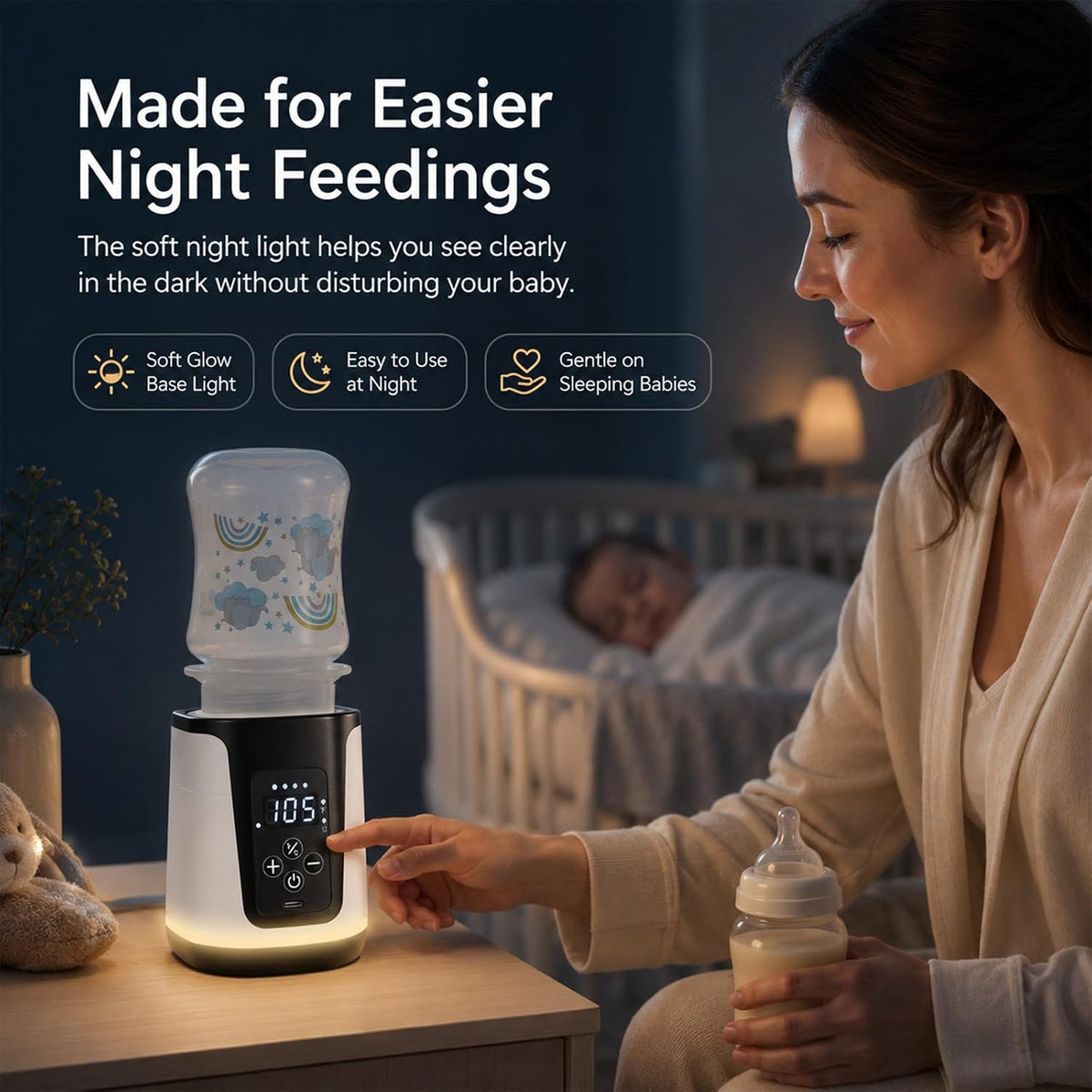 Portable Baby Bottle Warmer - Dual Heating Modes for Breast Milk & Formula Water, Up to 15 Warmings On-the-Go Cordless Quick Heater, Smart LED Screen Constant Temperature Infant Newborn Essentials