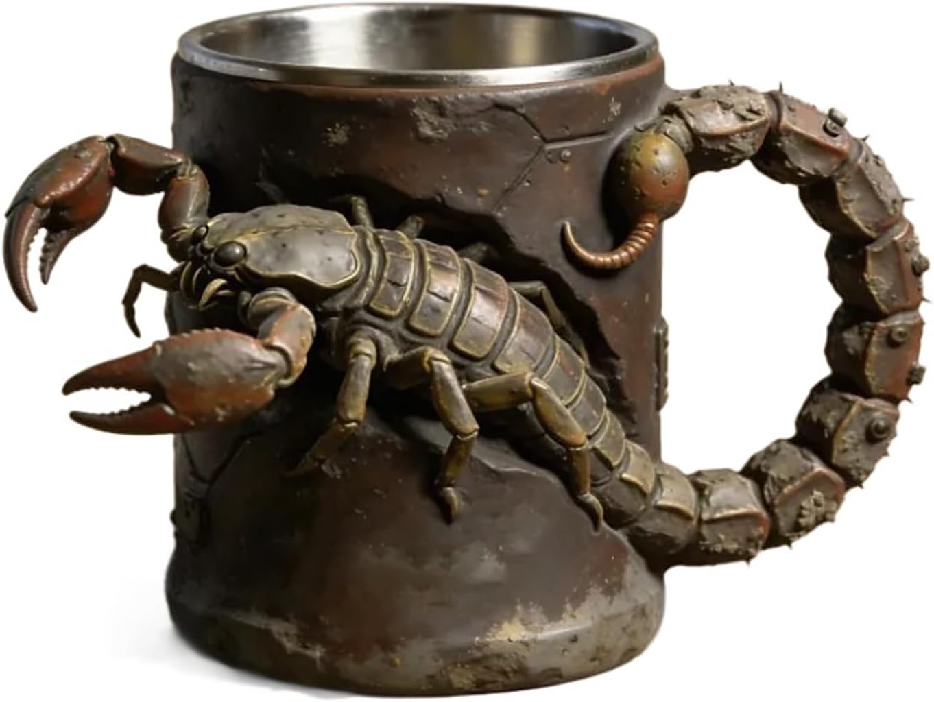 Scorpion Coffee Mug, 3.6in Resin Outer 304 Stainless Steel Liner Large Drinking Cup with Ergonomic Handle, Halloween Office Tea Tumbler, Pack of 1