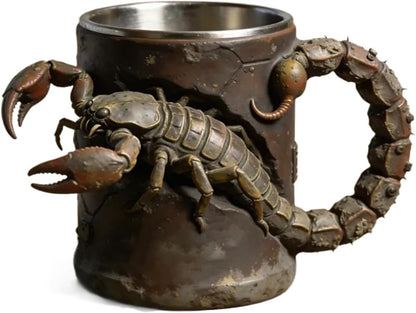 Scorpion Coffee Mug, 3.6in Resin Outer 304 Stainless Steel Liner Large Drinking Cup with Ergonomic Handle, Halloween Office Tea Tumbler, Pack of 1