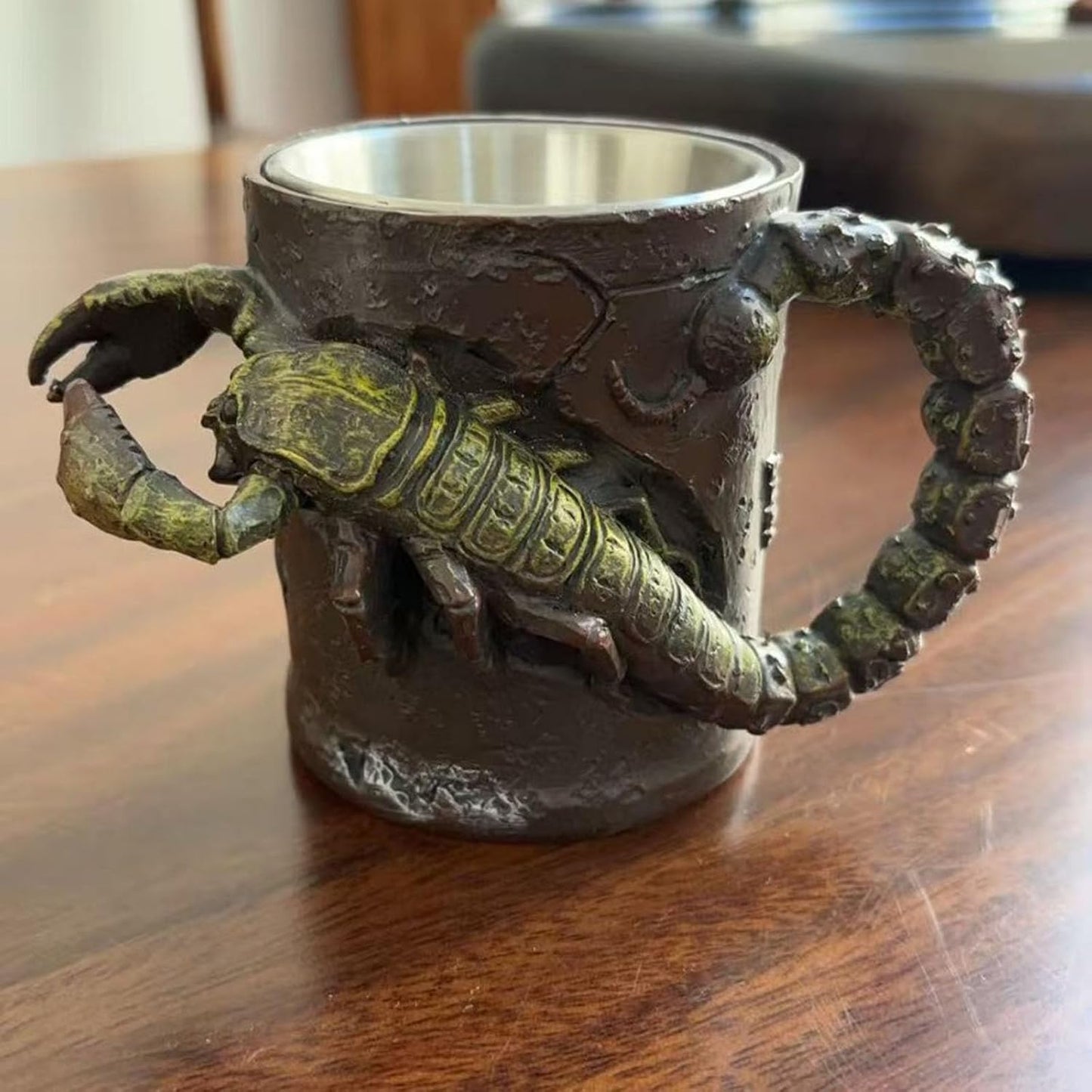 Scorpion Coffee Mug, 3.6in Resin Outer 304 Stainless Steel Liner Large Drinking Cup with Ergonomic Handle, Halloween Office Tea Tumbler, Pack of 1