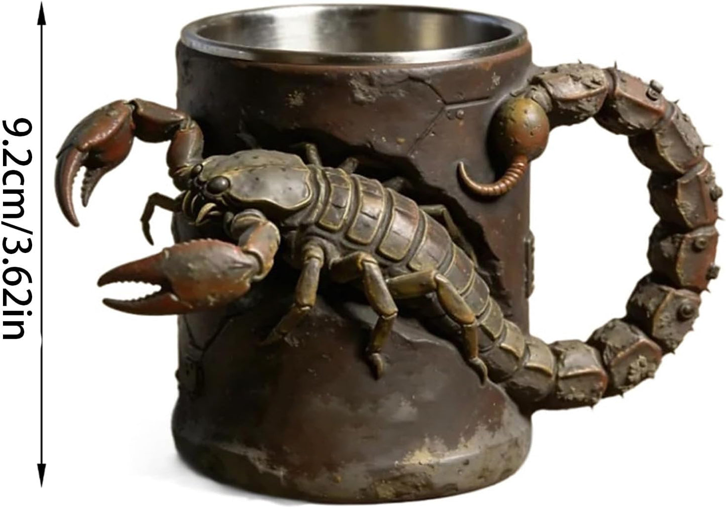 Scorpion Coffee Mug, 3.6in Resin Outer 304 Stainless Steel Liner Large Drinking Cup with Ergonomic Handle, Halloween Office Tea Tumbler, Pack of 1