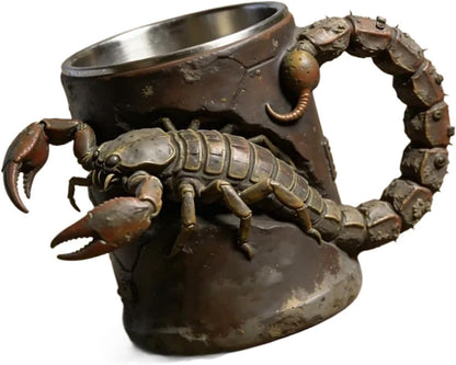 Scorpion Coffee Mug, 3.6in Resin Outer 304 Stainless Steel Liner Large Drinking Cup with Ergonomic Handle, Halloween Office Tea Tumbler, Pack of 1