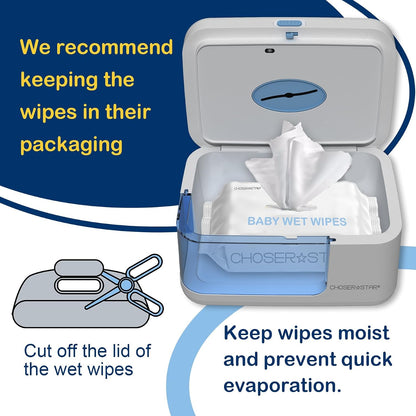 Baby Wipe Warmer and Dispenser Portable Heated Diaper Wipe Heater with Fast Heating, Larger Capacity, and Anti-Dry Out (with Charger Block)