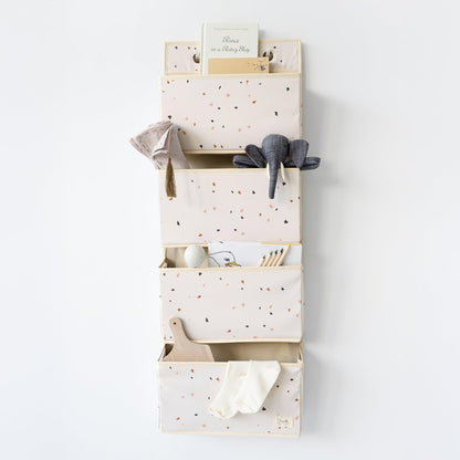 Over Door Organizer, 4 Pockets, Hooks Included, Terrazzo Cream