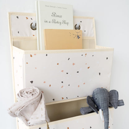 Over Door Organizer, 4 Pockets, Hooks Included, Terrazzo Cream