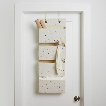 Over Door Organizer, 4 Pockets, Hooks Included, Terrazzo Cream