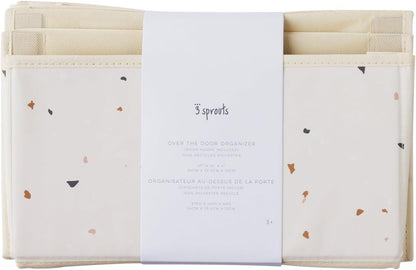 Over Door Organizer, 4 Pockets, Hooks Included, Terrazzo Cream