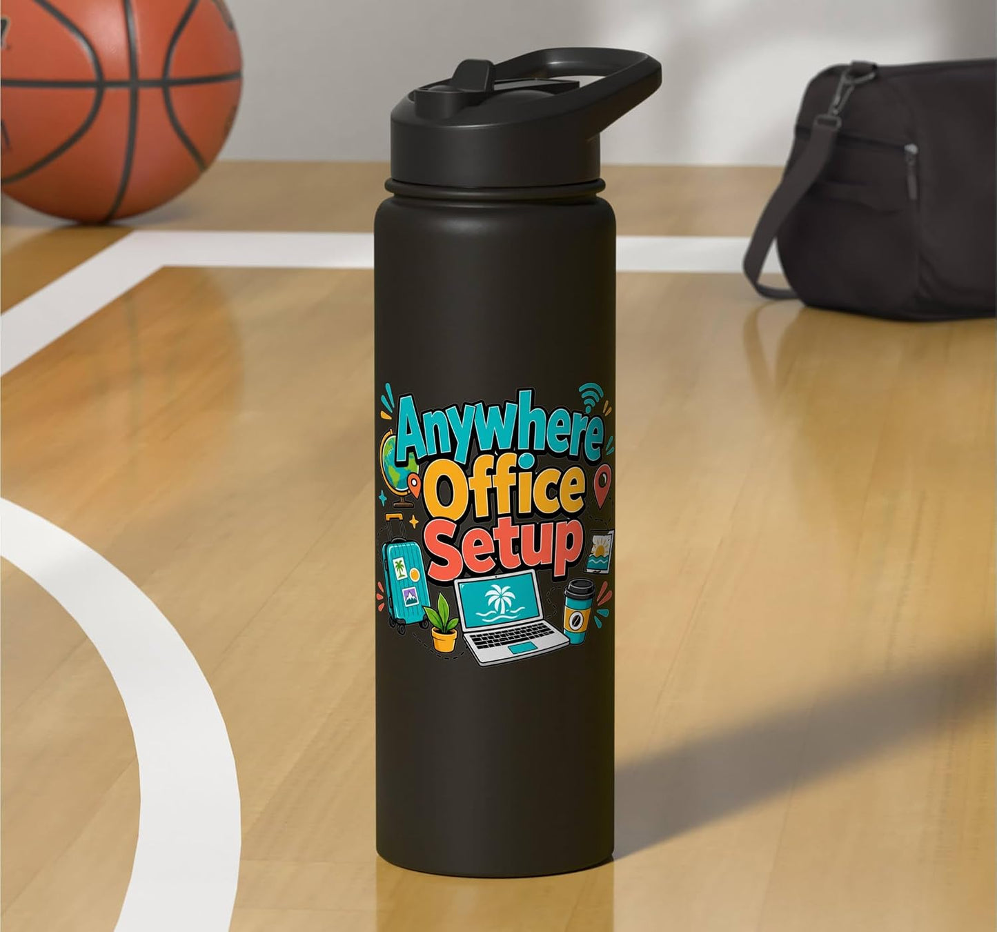 Anywhere Office Setup Remote Work Travel Lifestyle Stainless Steel Insulated Water Bottle