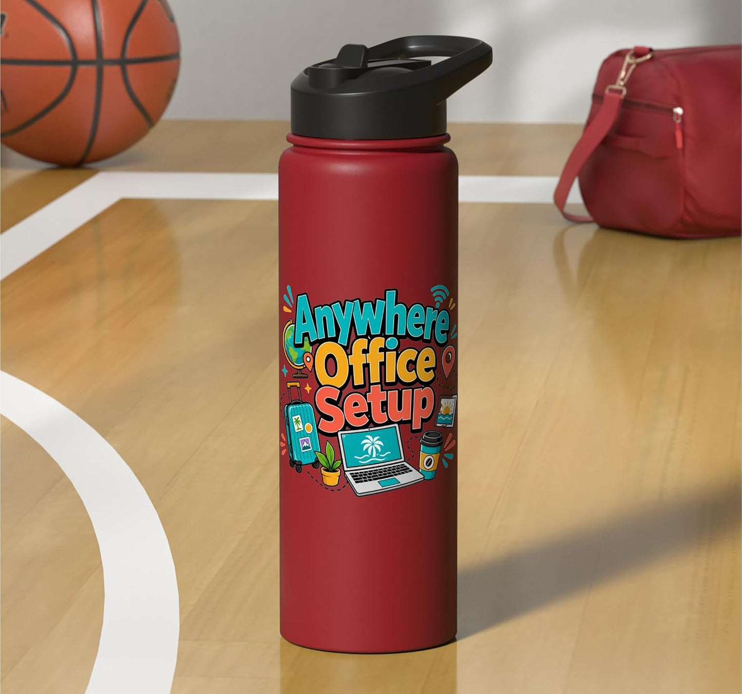 Anywhere Office Setup Remote Work Travel Lifestyle Stainless Steel Insulated Water Bottle