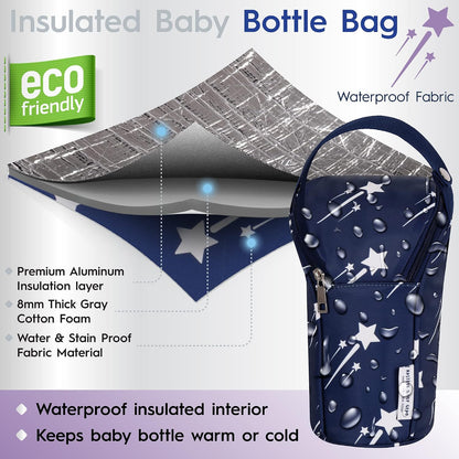 Nasteri Baby Gear Extra Large Portable Baby Changing Pad with Memory Foam Pillow & Insulated Bottle Bag - Waterproof Portable Changing Station for Girls & Boys - Navy