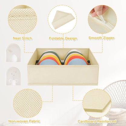 Drawer Organizer Clothes - Foldable Baby Organizers and Storage & Closet Organizers for Bedroom, Closet - Nursery Organization Dresser Dividers for underwear, Sock,Bra, Belt, Tie, Beige