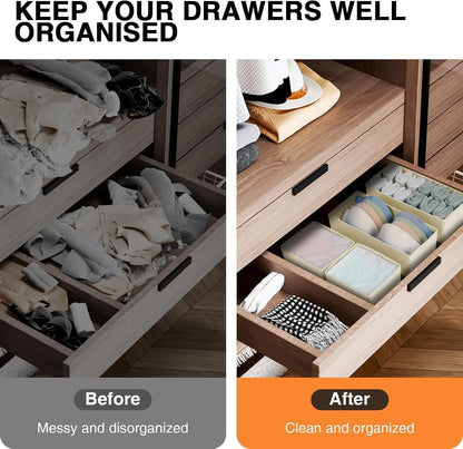 Drawer Organizer Clothes - Foldable Baby Organizers and Storage & Closet Organizers for Bedroom, Closet - Nursery Organization Dresser Dividers for underwear, Sock,Bra, Belt, Tie, Beige