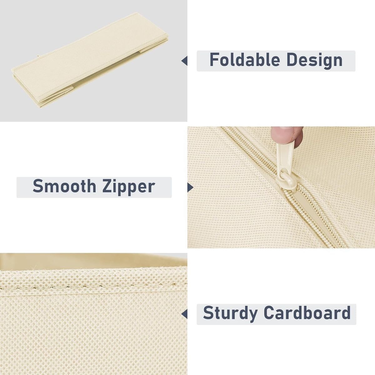 Drawer Organizer Clothes - Foldable Baby Organizers and Storage & Closet Organizers for Bedroom, Closet - Nursery Organization Dresser Dividers for underwear, Sock,Bra, Belt, Tie, Beige