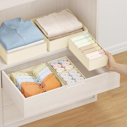 Drawer Organizer Clothes - Foldable Baby Organizers and Storage & Closet Organizers for Bedroom, Closet - Nursery Organization Dresser Dividers for underwear, Sock,Bra, Belt, Tie, Beige