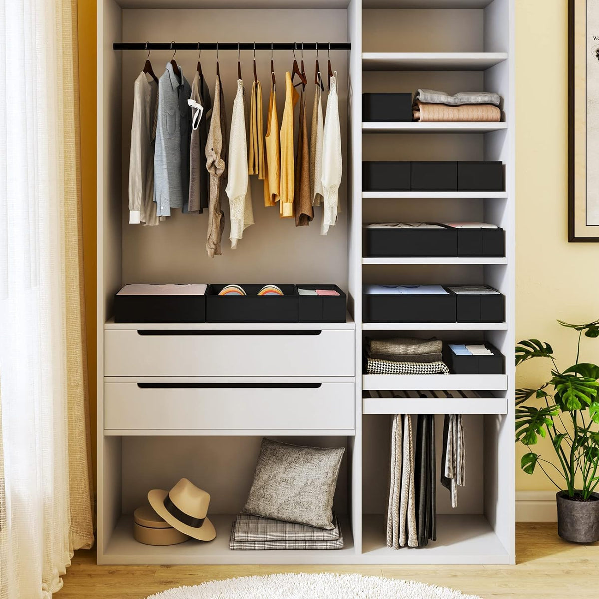 Drawer Organizer Clothes - Foldable Baby Organizers and Storage & Closet Organizers for Bedroom, Closet - Nursery Organization Dresser Dividers for underwear, Sock,Bra, Belt, Tie, Beige