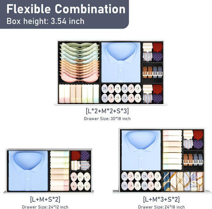 Drawer Organizer Clothes - Foldable Baby Organizers and Storage & Closet Organizers for Bedroom, Closet - Nursery Organization Dresser Dividers for underwear, Sock,Bra, Belt, Tie, Beige