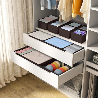 Drawer Organizer Clothes - Foldable Baby Organizers and Storage & Closet Organizers for Bedroom, Closet - Nursery Organization Dresser Dividers for underwear, Sock,Bra, Belt, Tie, Beige