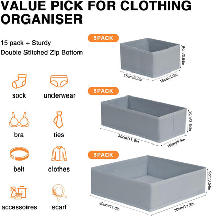 Drawer Organizer Clothes - Foldable Baby Organizers and Storage & Closet Organizers for Bedroom, Closet - Nursery Organization Dresser Dividers for underwear, Sock,Bra, Belt, Tie, Beige