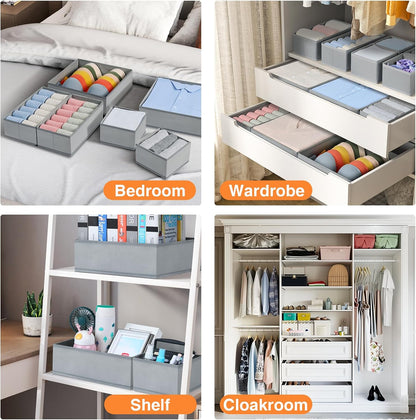 Drawer Organizer Clothes - Foldable Baby Organizers and Storage & Closet Organizers for Bedroom, Closet - Nursery Organization Dresser Dividers for underwear, Sock,Bra, Belt, Tie, Beige