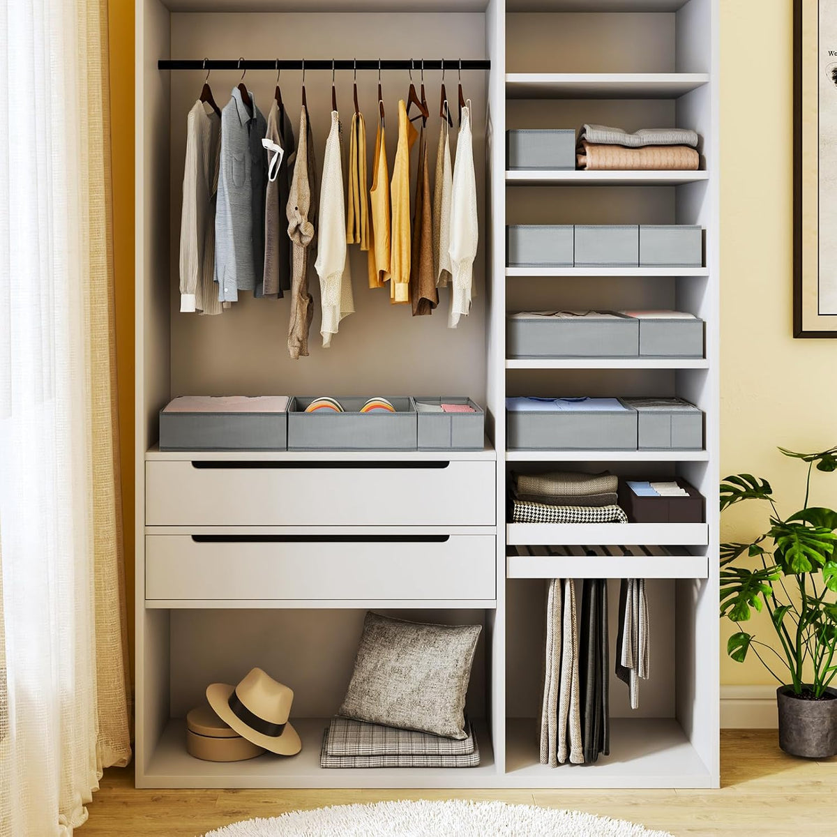 Drawer Organizer Clothes - Foldable Baby Organizers and Storage & Closet Organizers for Bedroom, Closet - Nursery Organization Dresser Dividers for underwear, Sock,Bra, Belt, Tie, Beige