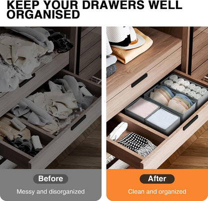 Drawer Organizer Clothes - Foldable Baby Organizers and Storage & Closet Organizers for Bedroom, Closet - Nursery Organization Dresser Dividers for underwear, Sock,Bra, Belt, Tie, Beige