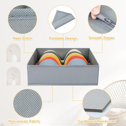 Drawer Organizer Clothes - Foldable Baby Organizers and Storage & Closet Organizers for Bedroom, Closet - Nursery Organization Dresser Dividers for underwear, Sock,Bra, Belt, Tie, Beige