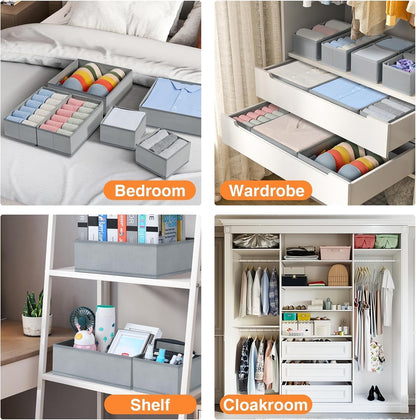 Drawer Organizer Clothes - Foldable Baby Organizers and Storage & Closet Organizers for Bedroom, Closet - Nursery Organization Dresser Dividers for underwear, Sock,Bra, Belt, Tie, Beige