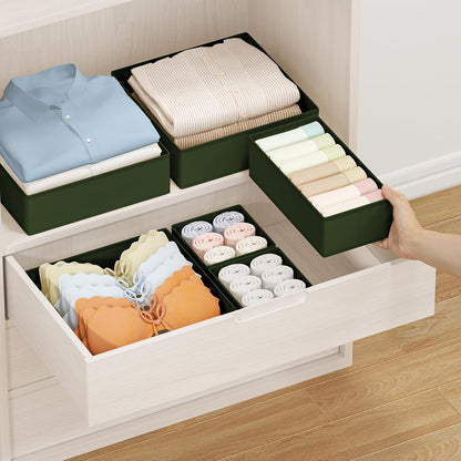 Drawer Organizer Clothes - Foldable Baby Organizers and Storage & Closet Organizers for Bedroom, Closet - Nursery Organization Dresser Dividers for underwear, Sock,Bra, Belt, Tie, Beige