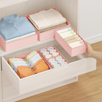 Drawer Organizer Clothes - Foldable Baby Organizers and Storage & Closet Organizers for Bedroom, Closet - Nursery Organization Dresser Dividers for underwear, Sock,Bra, Belt, Tie, Beige