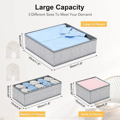 Drawer Organizer Clothes - Foldable Baby Organizers and Storage & Closet Organizers for Bedroom, Closet - Nursery Organization Dresser Dividers for underwear, Sock,Bra, Belt, Tie, Beige