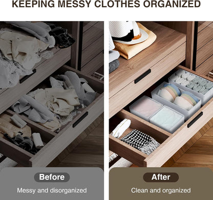 Drawer Organizer Clothes - Foldable Baby Organizers and Storage & Closet Organizers for Bedroom, Closet - Nursery Organization Dresser Dividers for underwear, Sock,Bra, Belt, Tie, Beige