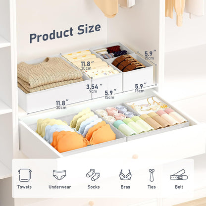 Drawer Organizer Clothes - Foldable Baby Organizers and Storage & Closet Organizers for Bedroom, Closet - Nursery Organization Dresser Dividers for underwear, Sock,Bra, Belt, Tie, Beige