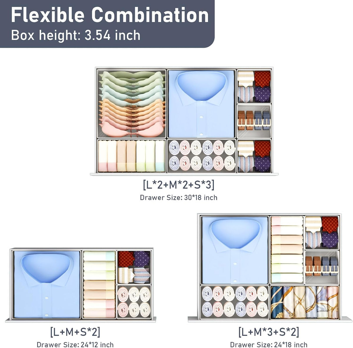 Drawer Organizer Clothes - Foldable Baby Organizers and Storage & Closet Organizers for Bedroom, Closet - Nursery Organization Dresser Dividers for underwear, Sock,Bra, Belt, Tie, Beige