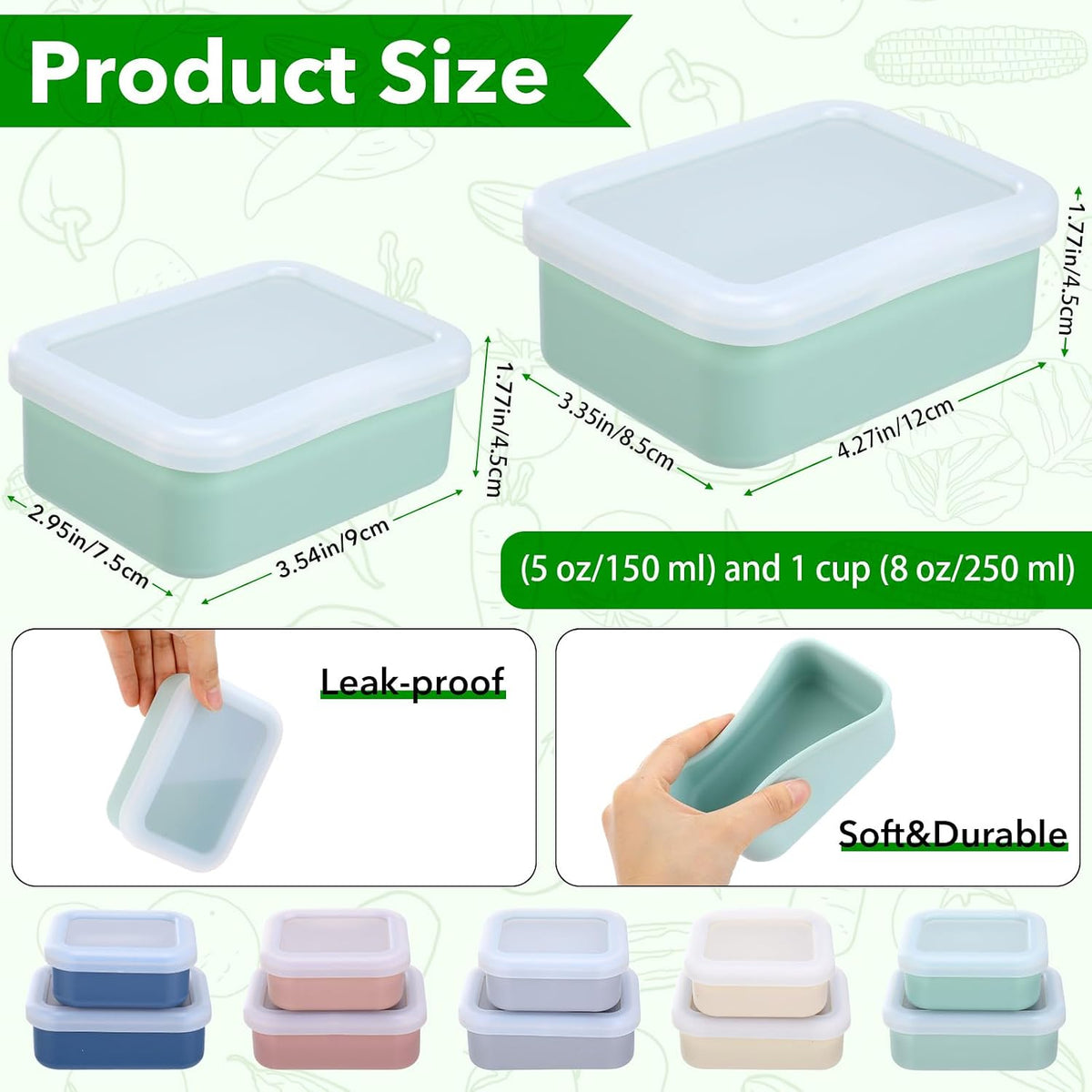 10 Pcs Silicone Freezer Container Molds with Lid, 1 Cup, 2 Cup
