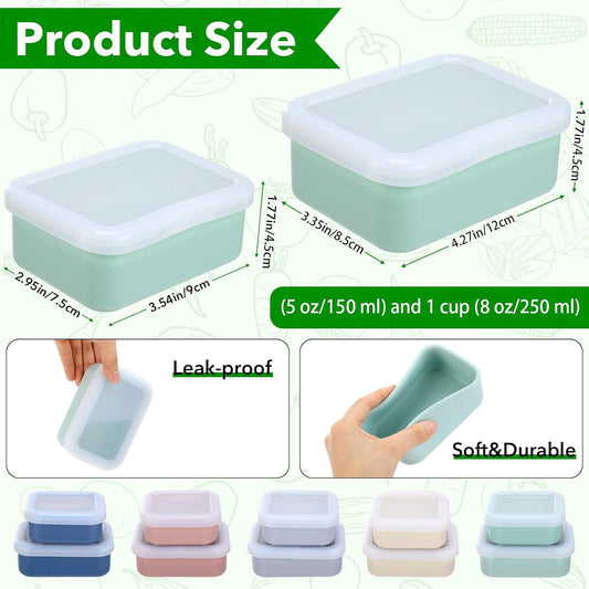 10 Pcs Silicone Freezer Container Molds with Lid, 1 Cup, 2 Cup
