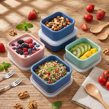 10 Pcs Silicone Freezer Container Molds with Lid, 1 Cup, 2 Cup
