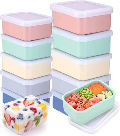 10 Pcs Silicone Freezer Container Molds with Lid, 1 Cup, 2 Cup
