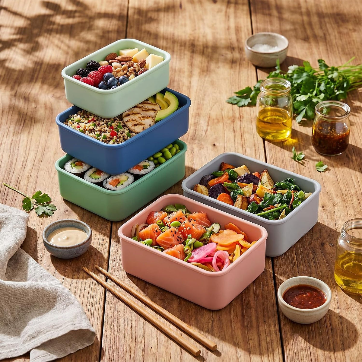 10 Pcs Silicone Freezer Container Molds with Lid, 1 Cup, 2 Cup