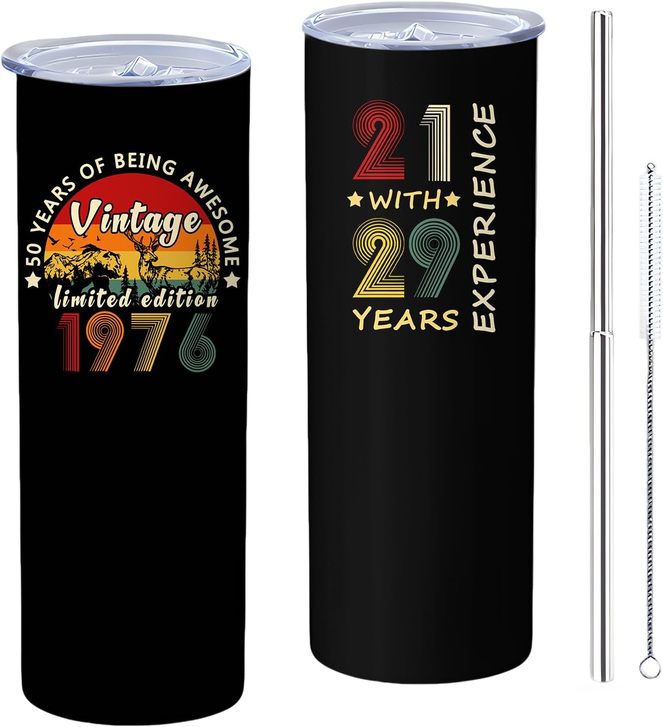 50th Birthday Gifts Women 40 oz Tumbler with Handle Straw Lid | 50th Birthday Cup Leak Proof 50 Years Old Fabulous Gifts for Women Insulated Tumblers Travel Coffee Mug