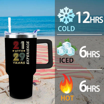 50th Birthday Gifts Women 40 oz Tumbler with Handle Straw Lid | 50th Birthday Cup Leak Proof 50 Years Old Fabulous Gifts for Women Insulated Tumblers Travel Coffee Mug