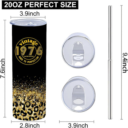 50th Birthday Gifts Women 40 oz Tumbler with Handle Straw Lid | 50th Birthday Cup Leak Proof 50 Years Old Fabulous Gifts for Women Insulated Tumblers Travel Coffee Mug