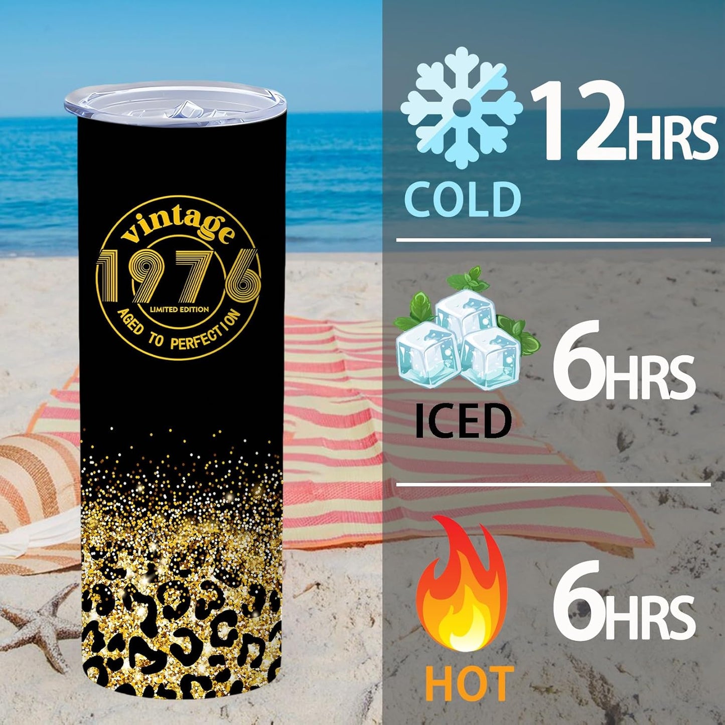 50th Birthday Gifts Women 40 oz Tumbler with Handle Straw Lid | 50th Birthday Cup Leak Proof 50 Years Old Fabulous Gifts for Women Insulated Tumblers Travel Coffee Mug