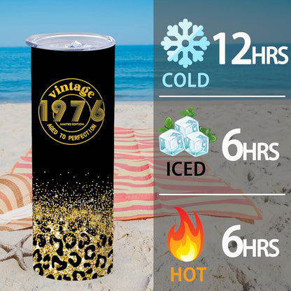 50th Birthday Gifts Women 40 oz Tumbler with Handle Straw Lid | 50th Birthday Cup Leak Proof 50 Years Old Fabulous Gifts for Women Insulated Tumblers Travel Coffee Mug