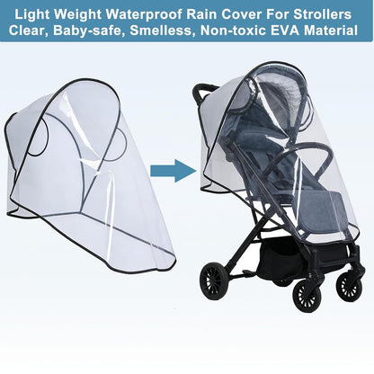 Clear Stroller Rain Cover, Universal Stroller Accessories, Waterproof Travel Weather Shield Breathable Baby Stroller Cover, Safety EVA Protect from Wind, Dust, Snow