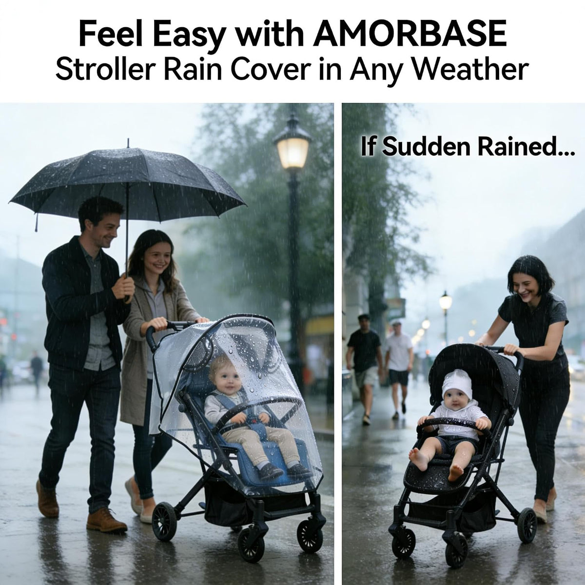 Clear Stroller Rain Cover, Universal Stroller Accessories, Waterproof Travel Weather Shield Breathable Baby Stroller Cover, Safety EVA Protect from Wind, Dust, Snow