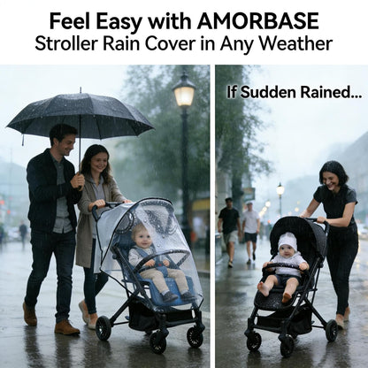 Clear Stroller Rain Cover, Universal Stroller Accessories, Waterproof Travel Weather Shield Breathable Baby Stroller Cover, Safety EVA Protect from Wind, Dust, Snow