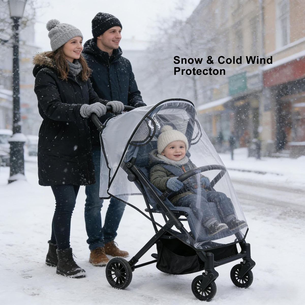 Clear Stroller Rain Cover, Universal Stroller Accessories, Waterproof Travel Weather Shield Breathable Baby Stroller Cover, Safety EVA Protect from Wind, Dust, Snow