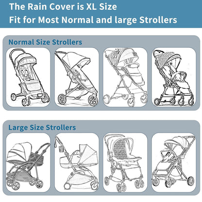 Clear Stroller Rain Cover, Universal Stroller Accessories, Waterproof Travel Weather Shield Breathable Baby Stroller Cover, Safety EVA Protect from Wind, Dust, Snow