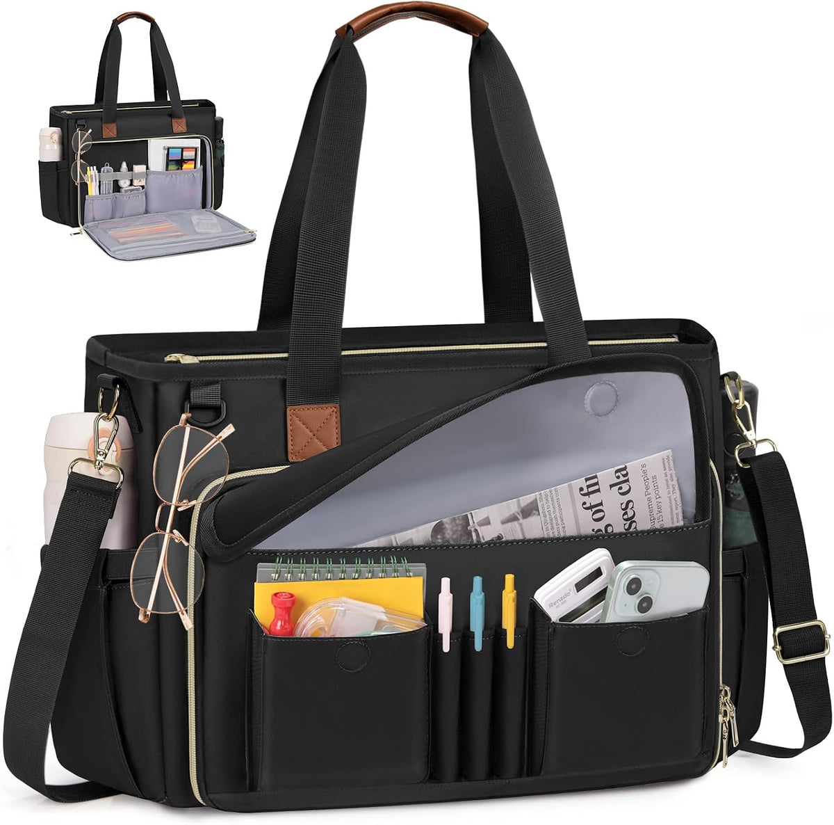Teacher Tote Bag 15.6 inch Laptop Bag for Women Work Bags Nurse Bag Lightweight Laptop Tote Computer Briefcase